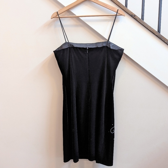 Vintage 90s Whimsigoth Embroidered Velvet Cocktail Dress - Picture 3 of 7